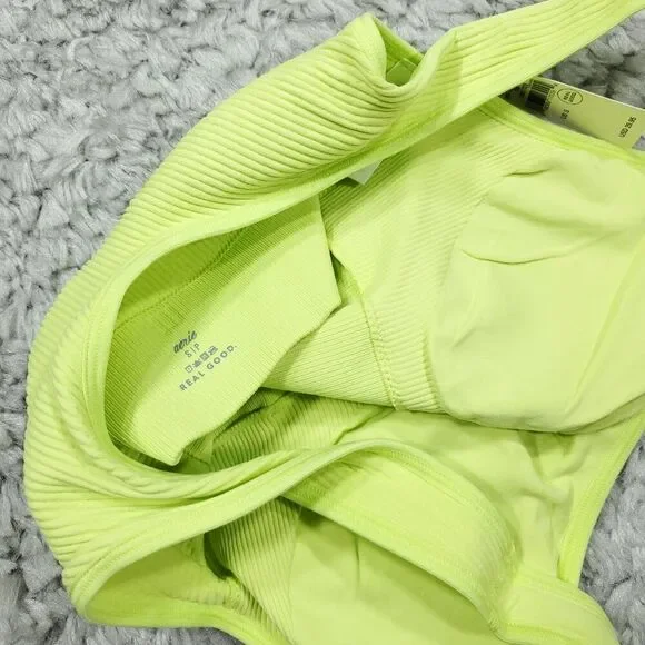 Aerie Seamless Padded Bralette Yellow Lined Ribbed Size Small - Picture 4 of 4